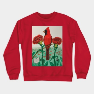 Ohio state bird and flower, the cardinal and red carnation Crewneck Sweatshirt